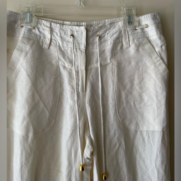 White Drawstring Linen Pants - Picture 4 of 7
